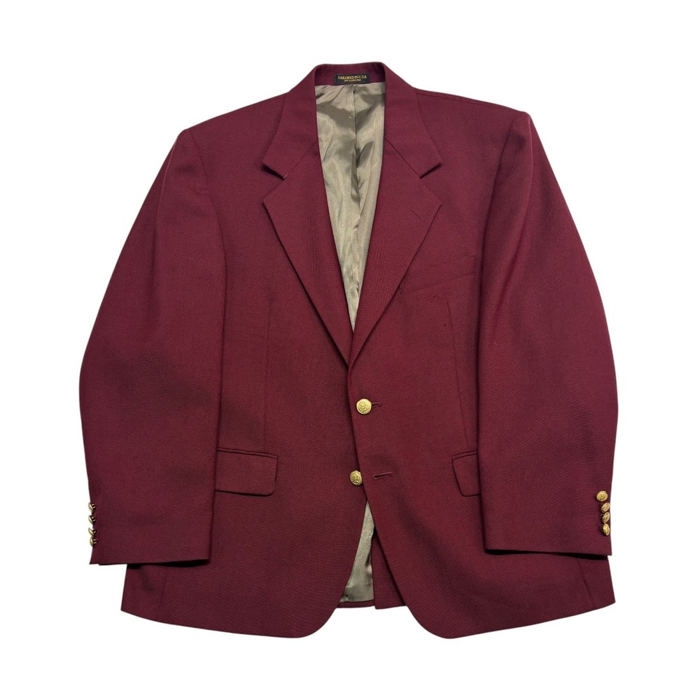 vtg Hardwick Burgundy 42S Hopsack Gold Button Blazer Jacket Sport Suit Coat USA
